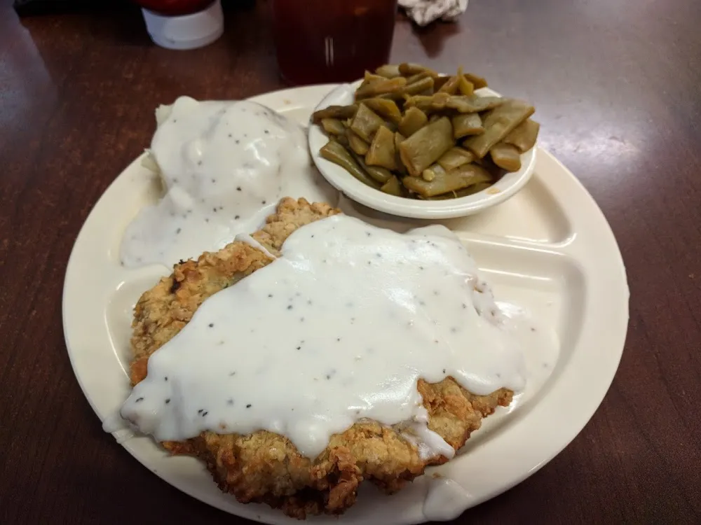 Chicken Fried Steak Side of Bean and Salad